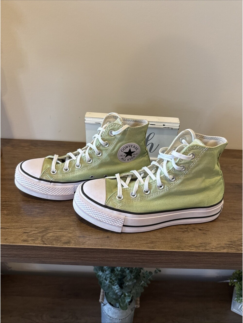Converse High Top Sneakers Green White